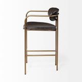 Parker Brown Faux Leather Seat Gold Metal Counter Stool by Mercana at Eve Furniture