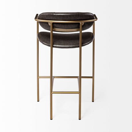 Parker Brown Faux Leather Seat Gold Metal Counter Stool by Mercana at Eve Furniture