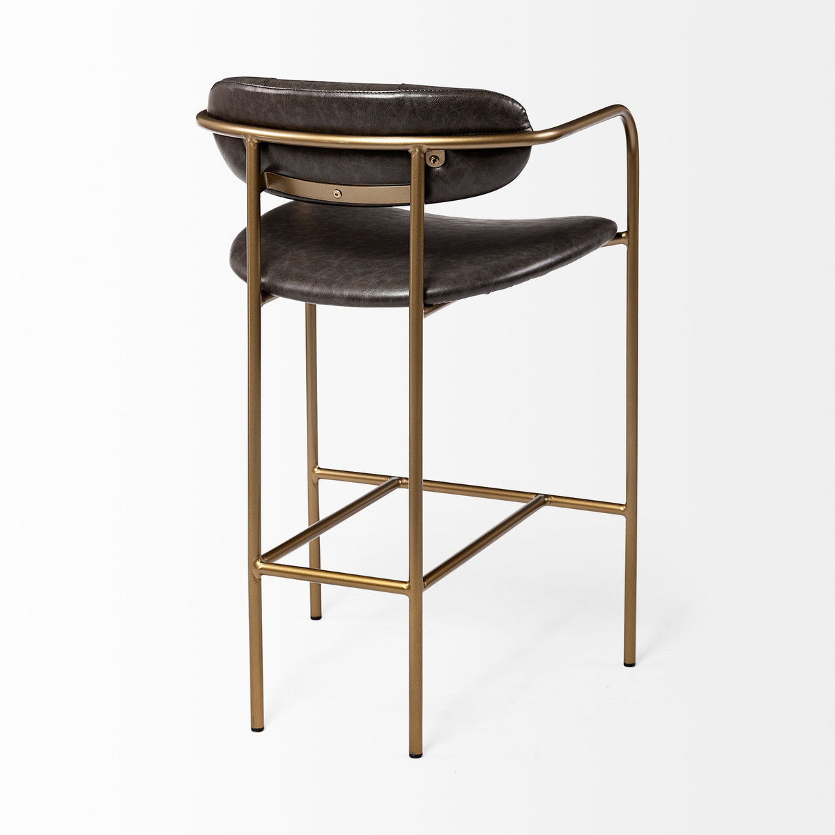 Parker Brown Faux Leather Seat Gold Metal Counter Stool by Mercana at Eve Furniture
