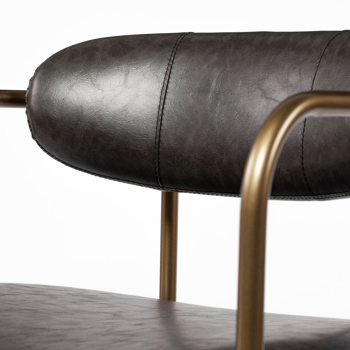 Parker Brown Faux Leather Seat Gold Metal Counter Stool by Mercana at Eve Furniture