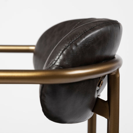 Parker Brown Faux Leather Seat Gold Metal Counter Stool by Mercana at Eve Furniture