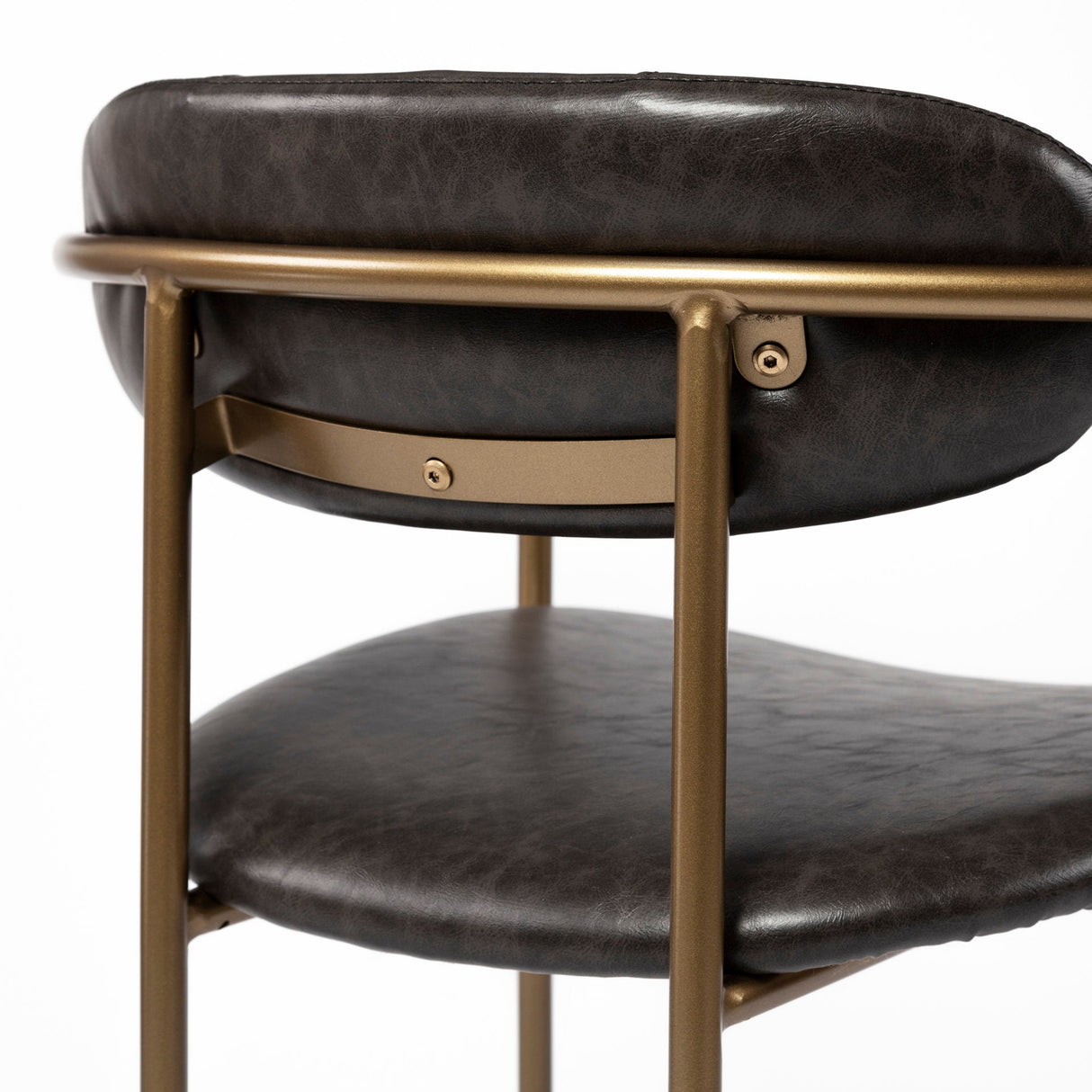 Parker Brown Faux Leather Seat Gold Metal Counter Stool by Mercana at Eve Furniture
