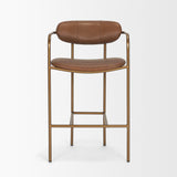 Parker Brown Leather Seat Gold Metal Counter Stool by Mercana at Eve Furniture