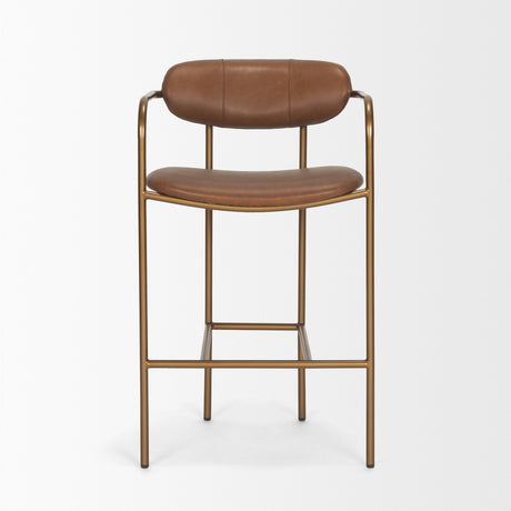Parker Brown Leather Seat Gold Metal Counter Stool by Mercana at Eve Furniture