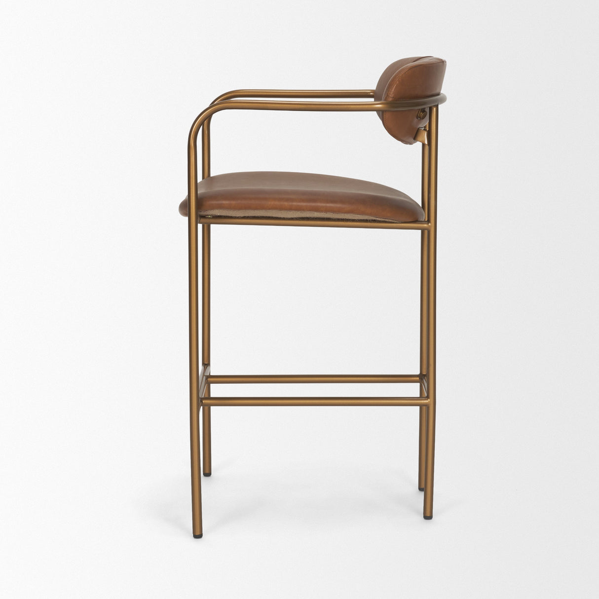 Parker Brown Leather Seat Gold Metal Counter Stool by Mercana at Eve Furniture