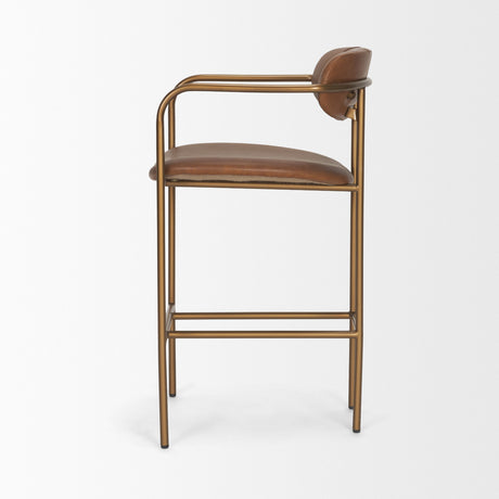 Parker Brown Leather Seat Gold Metal Counter Stool by Mercana at Eve Furniture
