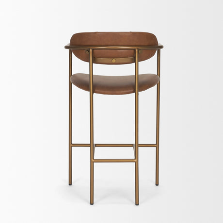 Parker Brown Leather Seat Gold Metal Counter Stool by Mercana at Eve Furniture