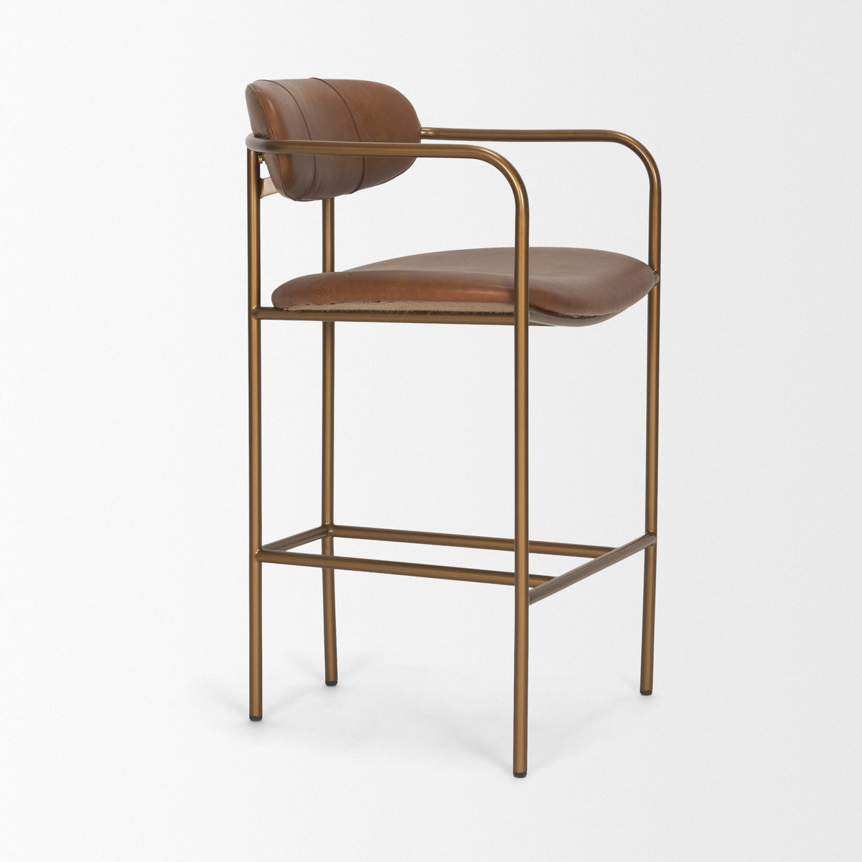 Parker Brown Leather Seat Gold Metal Counter Stool by Mercana at Eve Furniture