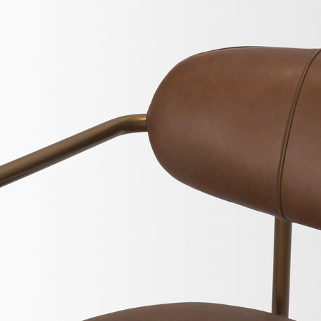 Parker Brown Leather Seat Gold Metal Counter Stool by Mercana at Eve Furniture