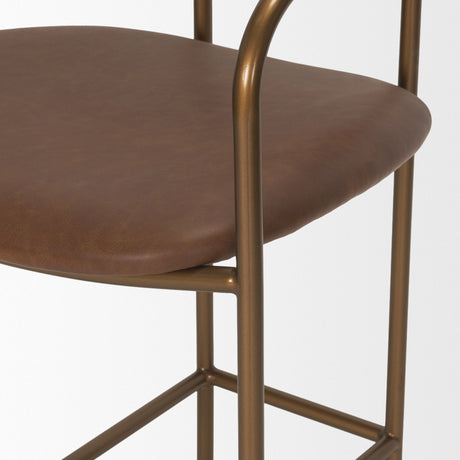 Parker Brown Leather Seat Gold Metal Counter Stool by Mercana at Eve Furniture