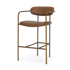 Parker Brown Leather Seat Gold Metal Counter Stool by Mercana at Eve Furniture