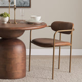 Parker Brown Leather Seat Gold Metal Frame Dining Chair, Set of 2 by Mercana at Eve Furniture