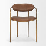 Parker Brown Leather Seat Gold Metal Frame Dining Chair, Set of 2 by Mercana at Eve Furniture