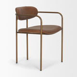 Parker Brown Leather Seat Gold Metal Frame Dining Chair, Set of 2 by Mercana at Eve Furniture