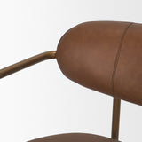 Parker Brown Leather Seat Gold Metal Frame Dining Chair, Set of 2 by Mercana at Eve Furniture