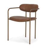 Parker Brown Leather Seat Gold Metal Frame Dining Chair, Set of 2 by Mercana at Eve Furniture