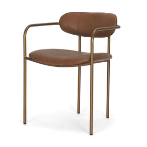 Parker Brown Leather Seat Gold Metal Frame Dining Chair, Set of 2 by Mercana at Eve Furniture