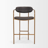 Parker Charcoal-Brown Leather Seat Gold Metal Counter Stool by Mercana at Eve Furniture