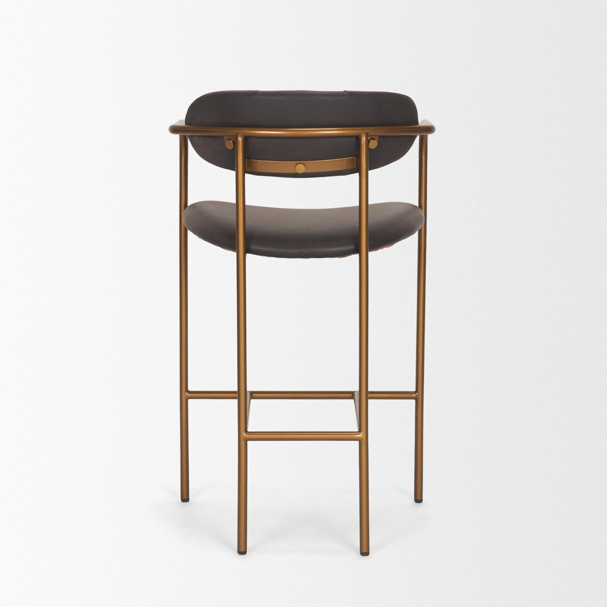 Parker Charcoal-Brown Leather Seat Gold Metal Counter Stool by Mercana at Eve Furniture