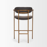 Parker Charcoal-Brown Leather Seat Gold Metal Counter Stool by Mercana at Eve Furniture