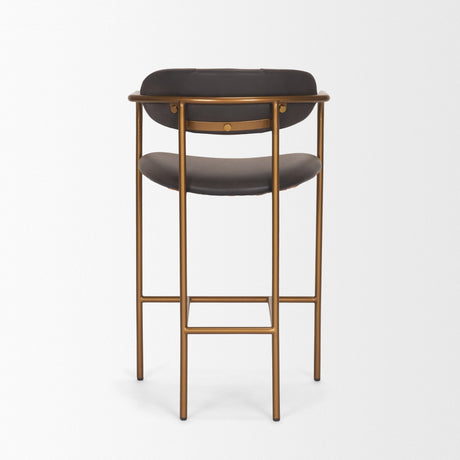 Parker Charcoal-Brown Leather Seat Gold Metal Counter Stool by Mercana at Eve Furniture