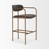 Parker Charcoal-Brown Leather Seat Gold Metal Counter Stool by Mercana at Eve Furniture