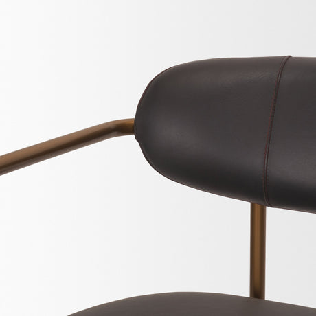 Parker Charcoal-Brown Leather Seat Gold Metal Counter Stool by Mercana at Eve Furniture