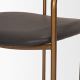 Parker Charcoal-Brown Leather Seat Gold Metal Counter Stool by Mercana at Eve Furniture