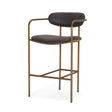 Parker Charcoal-Brown Leather Seat Gold Metal Counter Stool by Mercana at Eve Furniture