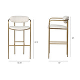 Parker Cream Fabric Seat Gold Metal Bar Stool by Mercana at Eve Furniture