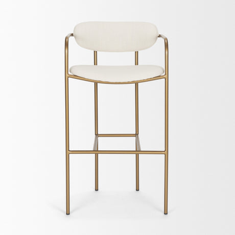 Parker Cream Fabric Seat Gold Metal Bar Stool by Mercana at Eve Furniture