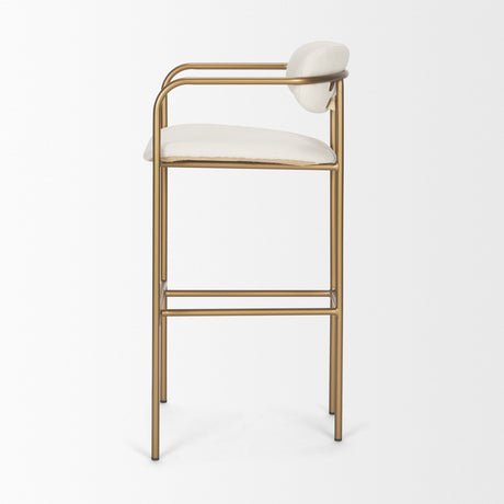 Parker Cream Fabric Seat Gold Metal Bar Stool by Mercana at Eve Furniture
