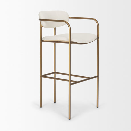 Parker Cream Fabric Seat Gold Metal Bar Stool by Mercana at Eve Furniture