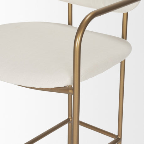 Parker Cream Fabric Seat Gold Metal Bar Stool by Mercana at Eve Furniture