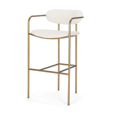 Parker Cream Fabric Seat Gold Metal Bar Stool by Mercana at Eve Furniture