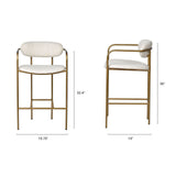 Parker Cream Fabric Seat Gold Metal Counter Stool by Mercana at Eve Furniture