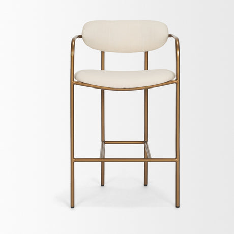 Parker Cream Fabric Seat Gold Metal Counter Stool by Mercana at Eve Furniture