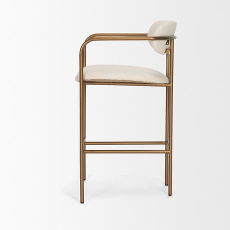 Parker Cream Fabric Seat Gold Metal Counter Stool by Mercana at Eve Furniture