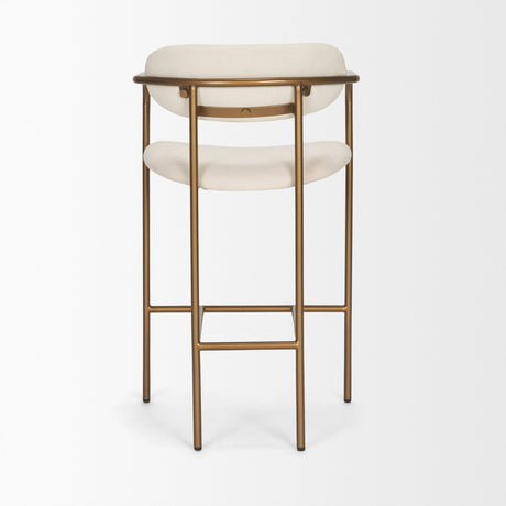 Parker Cream Fabric Seat Gold Metal Counter Stool by Mercana at Eve Furniture