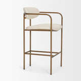 Parker Cream Fabric Seat Gold Metal Counter Stool by Mercana at Eve Furniture