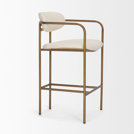 Parker Cream Fabric Seat Gold Metal Counter Stool by Mercana at Eve Furniture