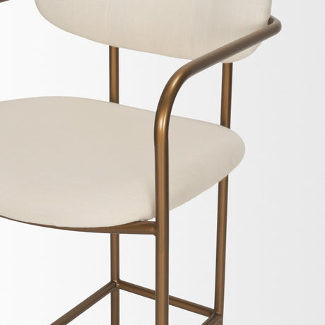 Parker Cream Fabric Seat Gold Metal Counter Stool by Mercana at Eve Furniture