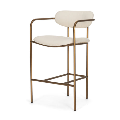 Parker Cream Fabric Seat Gold Metal Counter Stool by Mercana at Eve Furniture