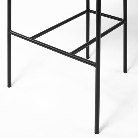 Parker Gray Fabric Seat Black Metal Bar Stool by Mercana at Eve Furniture