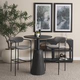 Parker Gray Fabric Seat Black Metal Bar Stool by Mercana at Eve Furniture