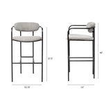Parker Gray Fabric Seat Black Metal Bar Stool by Mercana at Eve Furniture