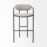 Parker Gray Fabric Seat Black Metal Bar Stool by Mercana at Eve Furniture