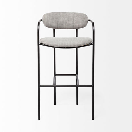 Parker Gray Fabric Seat Black Metal Bar Stool by Mercana at Eve Furniture