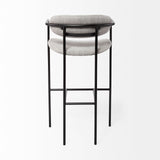 Parker Gray Fabric Seat Black Metal Bar Stool by Mercana at Eve Furniture