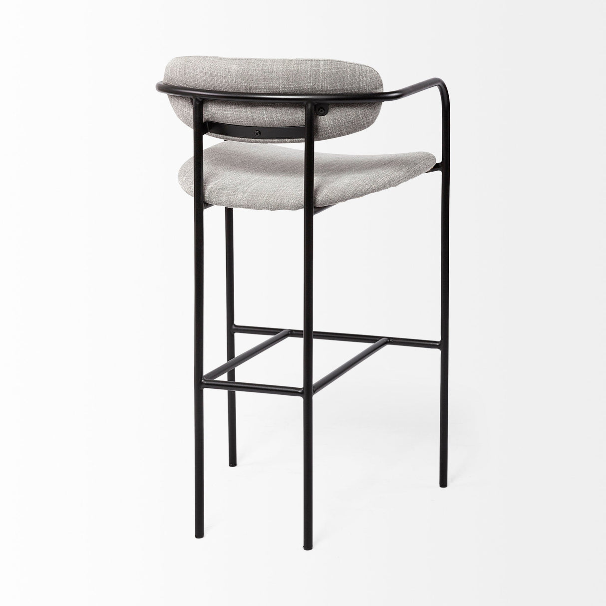 Parker Gray Fabric Seat Black Metal Bar Stool by Mercana at Eve Furniture
